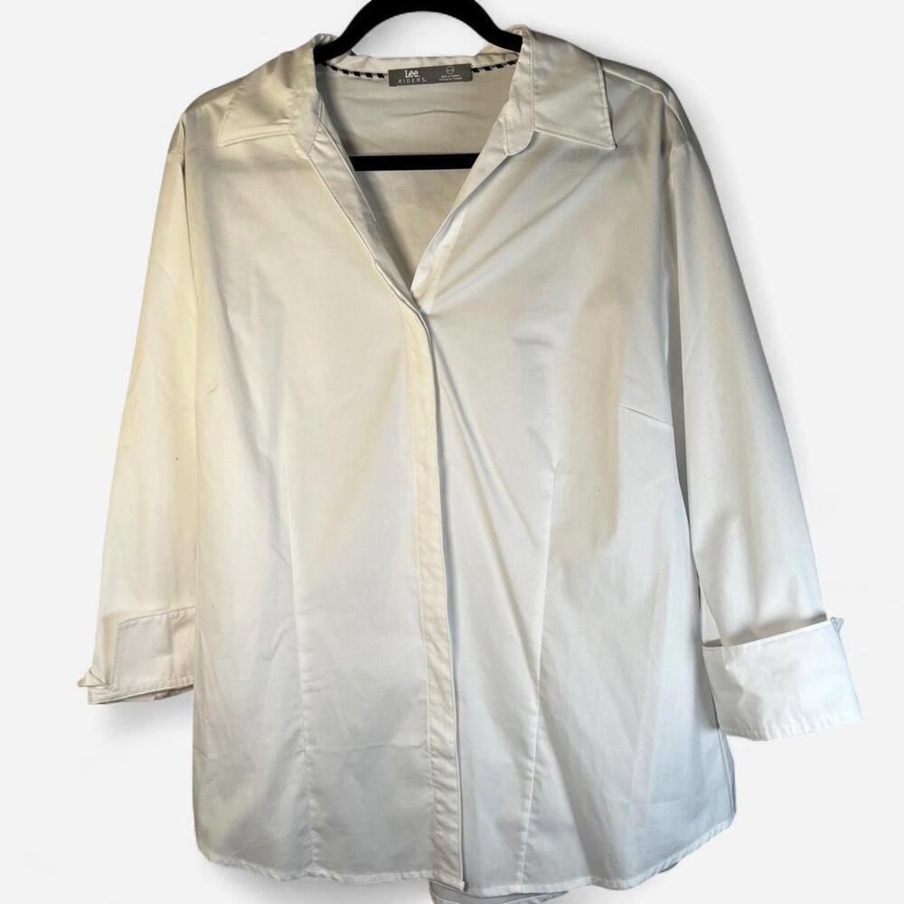 Riders by Lee - Women's White Button-Up Long Sleeve Shirt - Size XL - Picture 1 of 4